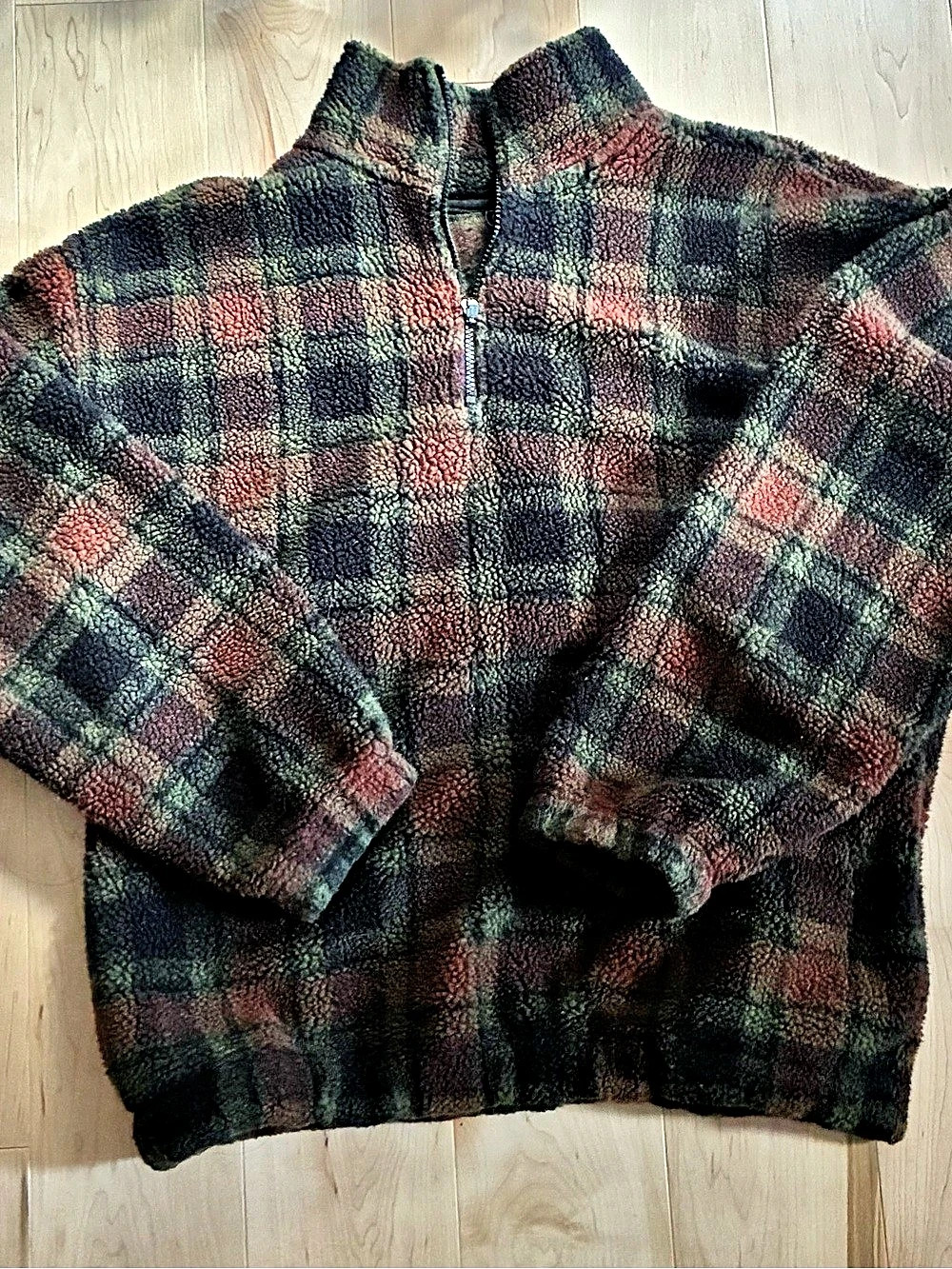 Plaid Fleece Jacket in Green & Red